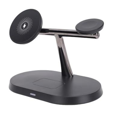 Imagem de Cryfokt Suporte de Carregador Sem Fio Magnético Eficiente 3 Em 1 Estação de Carregamento para Espaço de Trabalho Composto ABS Preto 6,30 X 3,74 X 4,65 pol.