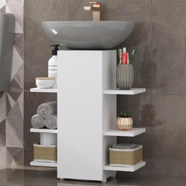 Imagem de Gabinete Armário De Banheiro Para Pia De Coluna Multimóveis Mpf5026 Branco