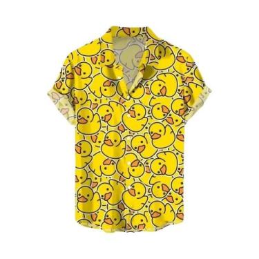 Imagem de Camisas Havaianas Masculinas Oversized De Manga Curta Confortáveis Par