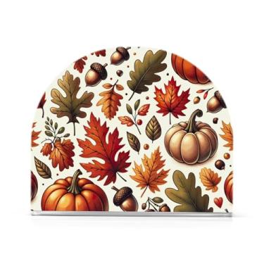 Imagem de Suporte de guardanapo de acrílico de folhas de abóbora, suporte de guardanapo de convidado para banheiro, dispensador de guardanapos de cozinha para guardanapos de papel de jantar