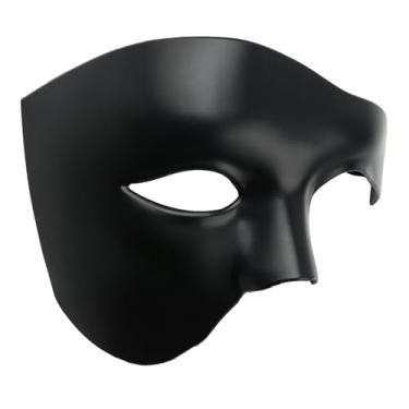 Imagem de Hoshin Máscara de baile de máscaras, decorações de carnaval de metade do rosto, máscaras venezianas para homens (preto sólido)