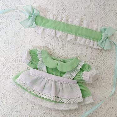 Imagem de niannyyhouse Boneca de pelúcia de 10 cm roupas para empregada de empregada avental vestido boneca guarnição verde