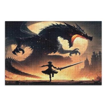 Imagem de Quebra-cabeças difíceis de guerreiras contra feras femininas para adultos com letras nas costas 500 peças para adultos