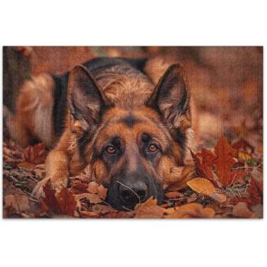 Imagem de Quebra-cabeças fofos para cães pastor alemão 500 peças para adultos presentes tecnológicos de jogos difíceis pintura de decoração de arte, 50,5 x 14,9 polegadas