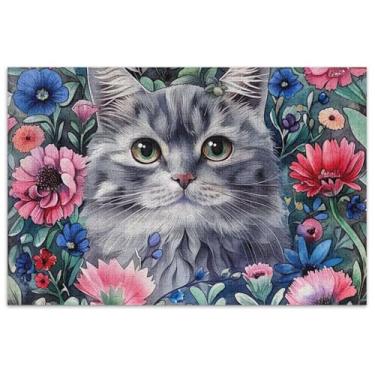 Imagem de Quebra-cabeça com flores de gato para adultos, 1000 peças, elefante branco, presentes de festa, família, flor, animal