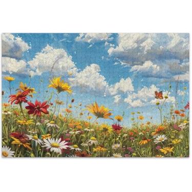 Imagem de Quebra-cabeça de 500 peças de cenas de flores de primavera para adultos com estampa de animais, presentes para amantes de quebra-cabeças, 50 x 35 cm