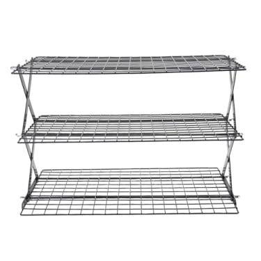 Imagem de HEEPDD Rack de Armazenamento de Bancada de Cozinha, Prateleira Dobrável de Aço Inoxidável que Economiza Espaço Com Construção Robusta para Secar Alimentos, Temperos, Pão, Frutas, (3 camadas)