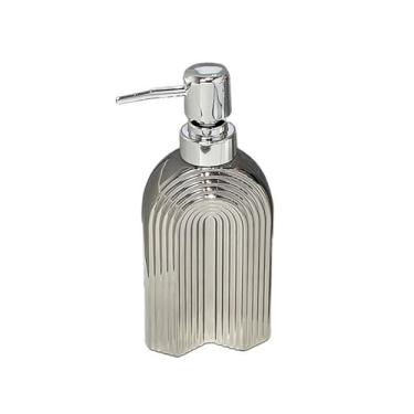 Imagem de hezhuhe2258 Dispensador de sabonete, frasco prensado, xampu, dispensador de sabonete corporal, garrafa vazia, dispensador de sabão de cerâmica de alta qualidade (prata)
