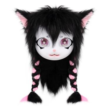 Imagem de hbbhml Animal Cat Head Mask Fursuit Cute Plush Anime Masks for Halloween Masquerade Cosplay Costume Accessory