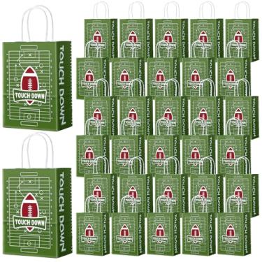 Imagem de 30 peças de sacos de presente de futebol com alças impressão de beisebol saco de guloseimas para lanche doces papel presente embalagem sacola de presente para esportes aniversário decorações de chá de