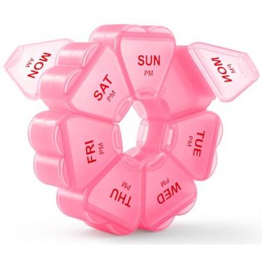 Imagem de AOGUU Organizador semanal de comprimidos, caixa de comprimidos para 7 dias da manhã/tarde com 14 compartimentos, estojo de comprimidos de viagem 2 vezes por dia para vitaminas, remédios, óleo de peixe