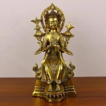 Imagem de FENNYYAR Estátua de Buda Maitreya de cobre puro tântrico, 22 cm, decoração de vida doméstica