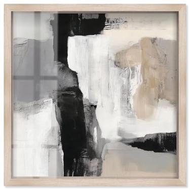 Imagem de Shades of Gray II Shadowbox Print Minimalista Wall Art por Art Remedy, moldura loira, 53 x 53 cm