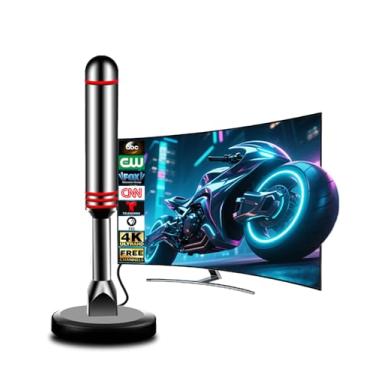 Imagem de Antena de TV para Smart TV interna, antena HDTV digital com base magnética, amplificador de sinal 4K 1080p de longo alcance de 360°, antena de TV interna para recepção de longo alcance de canais