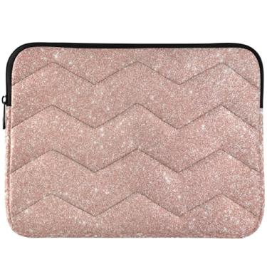 Imagem de Capa para laptop de ouro rosa com glitter, capa para laptop brilhante e inchada, capa universal para laptop de 13 e 14 polegadas