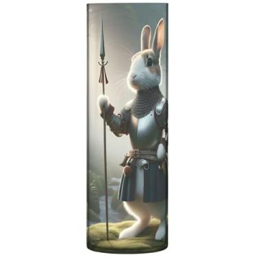 Imagem de Rabbit Solider Vaso de flores cilíndrico engraçado para mesa, vasos de plástico e plantadores, decoração de mesa de centro personalizado, 30 cm x 9,9 cm