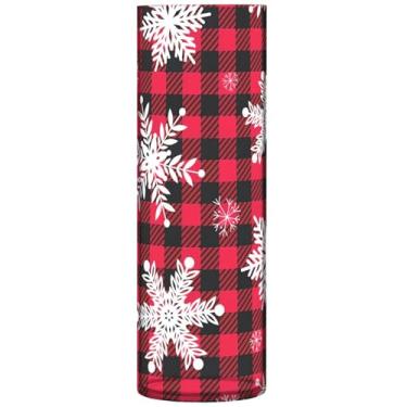 Imagem de Flocos de neve Buffalo Xadrez Cilindro Vermelho Vaso de Flores para Mesa Bonito Vaso Alto Plástico Personalizado Decoração de Quarto Estética, 30 cm x 9,9 cm