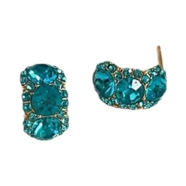 Imagem de Brincos De Cristal Azul Em Forma De C Para Mulheres, Joias De Luxo Lev