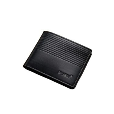 Imagem de Carteira masculina dobrável de couro, moderna urbana azul-marinho dobrável (azul marinho)