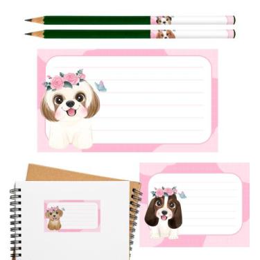 Imagem de Etiqueta Escolar Adesiva Personagens Volta as Aulas - SignMaq, Cachorr