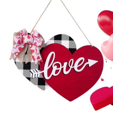 Imagem de Placa de Porta para Dia dos Namorados | Artesanato com Design de Coração | Com Laco Decoracao De Porta Em - Para Casa Parede Exterior Casamento Rustico
