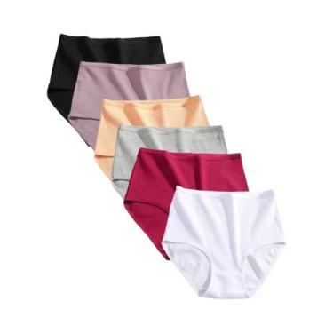 Imagem de Calcinhas De Algodão plus Size De Cintura Alta 6 Peças Respirável Em C