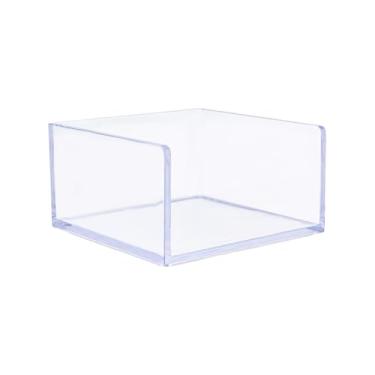 Imagem de NatSumeBasics Porta-notas adesivas de acrílico, suporte transparente para bloco de notas, 7,5 x 7,5 cm, material de escritório fofo para acessórios de organizador de mesa (transparente)