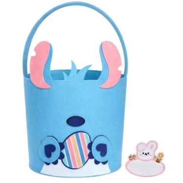 Imagem de JMHACHY Cesta de Páscoa temática fofa – Cesta grande de feltro vazia com alça, adesivo de nome personalizado, perfeita para crianças, meninos, meninas em caça a ovos de Páscoa e presentes, coala azul