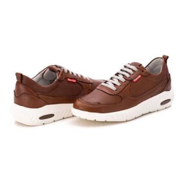 Imagem de Tênis Gel Sneaker Masculino Ultraleve Couro Ranster - Jvclay, Caramelo