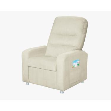 Imagem de Poltrona Do Papai Reclinável Confortável Suede bege Mecanismo Manual -