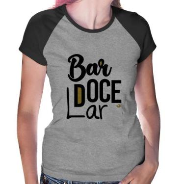 Imagem de Baby Look Raglan Bar doce lar - Foca na Moda, Cinza, Preto, M