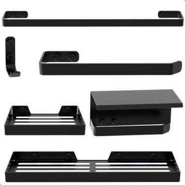 Imagem de Kit Acessórios Para Banheiro Preto Fosco 6 Peças MAX - MetalCromo