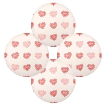 Imagem de Wassud Jogo americano conjunto de 4 tapetes de mesa redondos com corações de amor para cozinha e jantar, lavável, resistente ao calor, decoração de mesa 39 cm