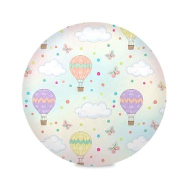 Imagem de Wassud Jogo americano bonito balões de ar quente tapetes de mesa redondos para cozinha e jantar tapetes laváveis resistentes ao calor decoração de mesa 39 cm