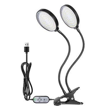 Imagem de Luz de Crescimento Planta USB com 156 LEDs Espectro Solar Completo Lâmpada Mesa Clamp Ajustável para Plantas Internas 5 Níveis Iluminação Regulável e