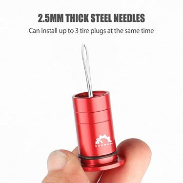 Imagem de CUOFYUNL Kit de reparo de pneus sem câmara de ar, ferramenta de perfuração para pneus de bicicleta de estrada com 5 tampões para pneus e extremidade da barra do punho (Vermelha)