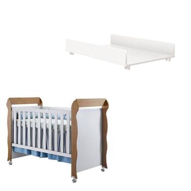 Imagem de Berço Americano Mirelle Trocador Juju Branco Acetinado