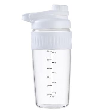 Imagem de Coqueteleira de vidro de 680 g, pacote com 2 unidades de proteína em pó de borossilicato em pó para academia e treino, misturas para misturas de proteínas com bola de mistura (B-WHITE, 2)