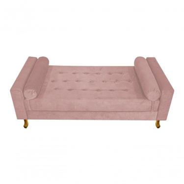 Imagem de Recamier Baú Félix Solteiro 90cm Suede Rosê - Doce Sonho Móveis Cor Suede Rosé