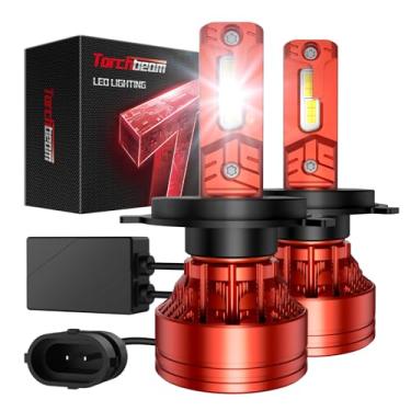 Imagem de Torchbeam Kit de lâmpadas LED H4 9003, 75.000 LM, 750% lâmpadas H4/9003 mais brilhantes, luz branca fria 6500K, design zero brilho, resistência aprimorada às intempéries, Plug and Play, pacote com 2