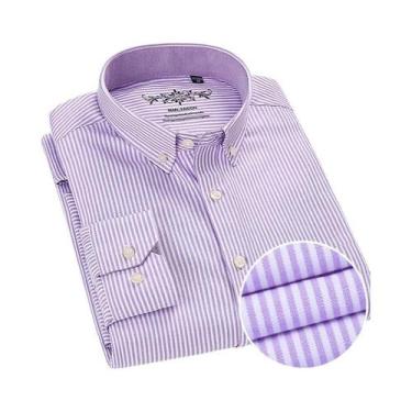 Imagem de Camisa Oxford Masculina De Manga Longa Sem Necessidade De Passar, Padr
