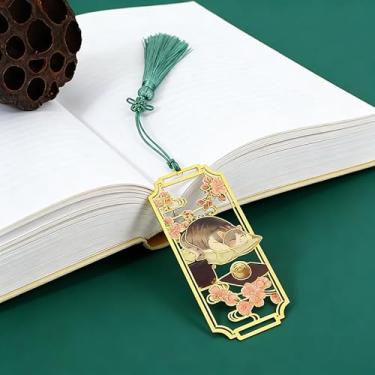 Imagem de 1 régua de marcador de livro de metal de latão com design vazado, presente cultural chinês clássico para amigo de livros - Estilo 4