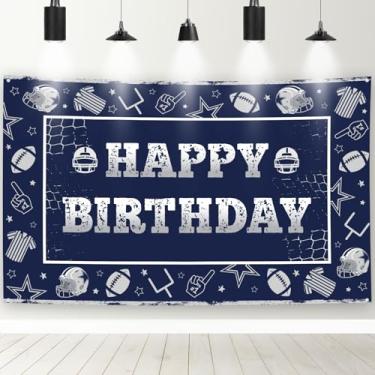 Imagem de Hokinaa Decorações de aniversário de futebol caubói – pano de fundo de festa de toque esportivo azul para fãs americanos de rubgy meninos homens dia de jogo feliz fotografia fundo de cabine de fotos