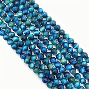 Imagem de Miçangas semiacabadas de pedra natural contas redondas coloridas olho de tigre contas soltas 6 mm-10 mm contas de contas de furo vertical de cor mista DIY acessórios de joias 1 peça (cor: número 3