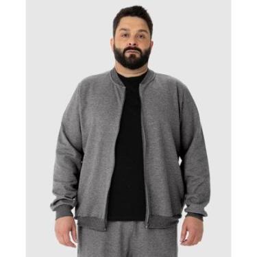 Imagem de Jaqueta Básica Masculina Plus Size Com Zíper Em Moletom Flanelado-Masculino