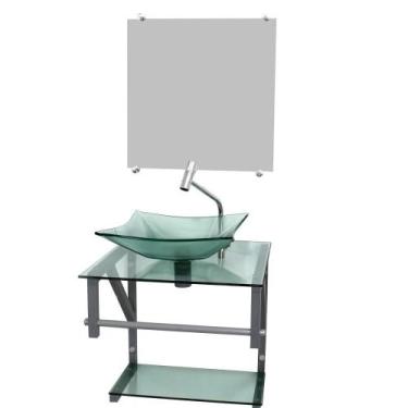 Imagem de Gabinete de vidro para banheiro 40cm ac slim com espelho - Ekasa, Vidr