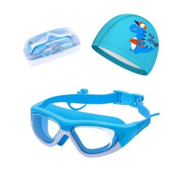 Imagem de Kit Óculos e Touca de Natação Infantil Hero Band Coleção Tibumm, Azul 