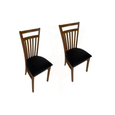 Imagem de Conjunto 2 Cadeiras de Jantar Em Madeira Maciça Estofado preto Larissa