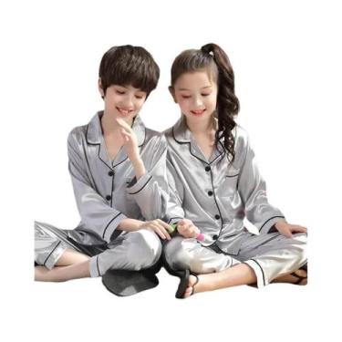 Imagem de Camisola De Cetim De Manga Longa Para Meninas, Roupa De Dormir Infanti