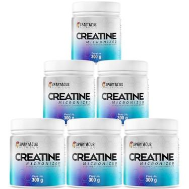 Imagem de 6x Creatina Micronizada Monohidratada 300gr 100% Pura 5000mg Uso Adulto Sem Gluten - Spartacus